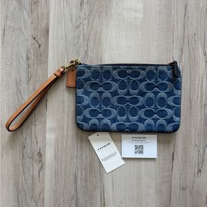 Coach Small Wristlet in Signature Denim